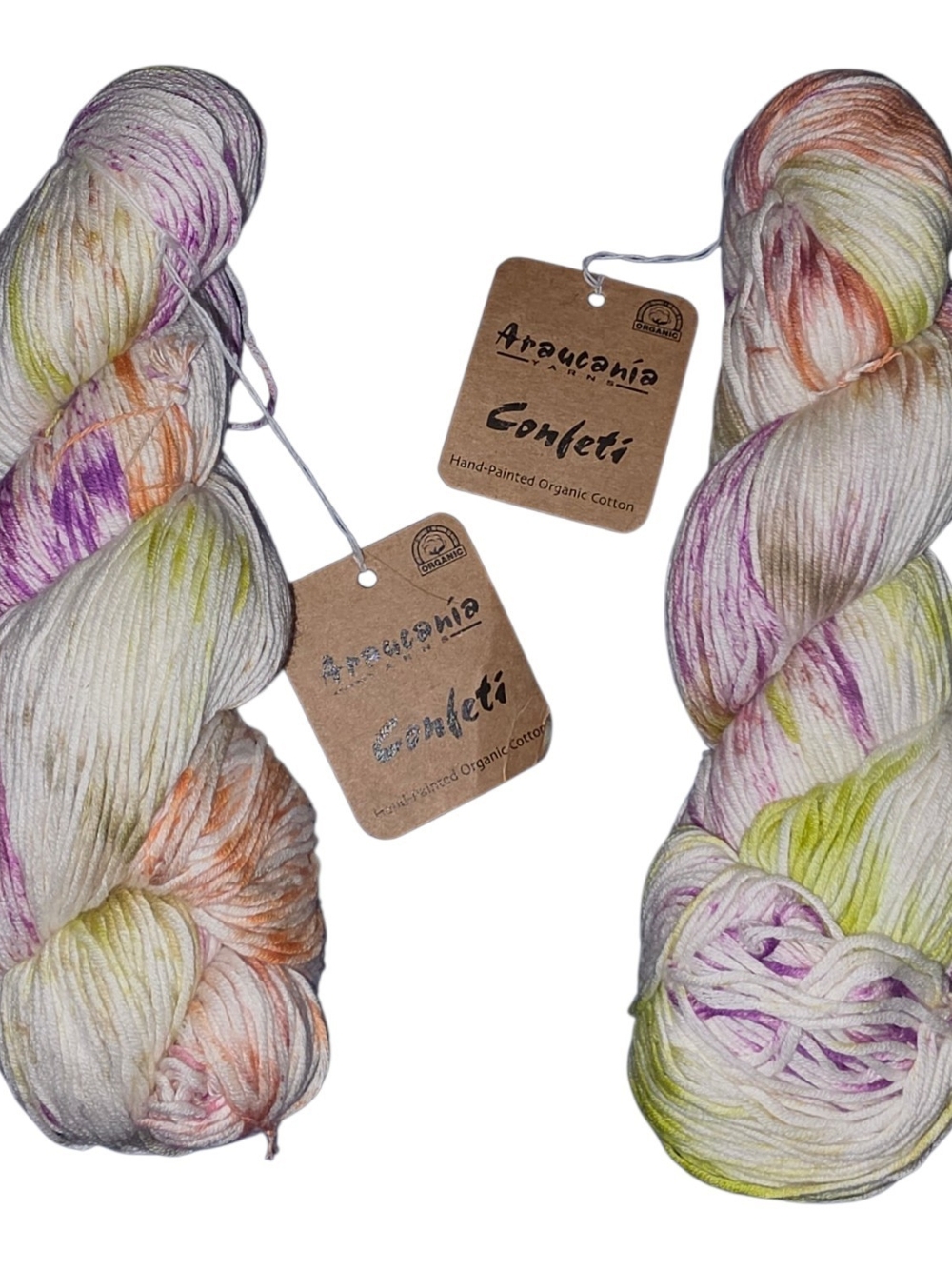 Araucania Confeti Yarn Lot of 2 Lluvia de Fresas 107 Hand Painted Organic Cotton